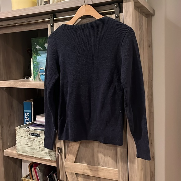 L.L. Bean Navy Soft Spun Cotton Classic Ribbed Sweater,M - Picture 6 of 7